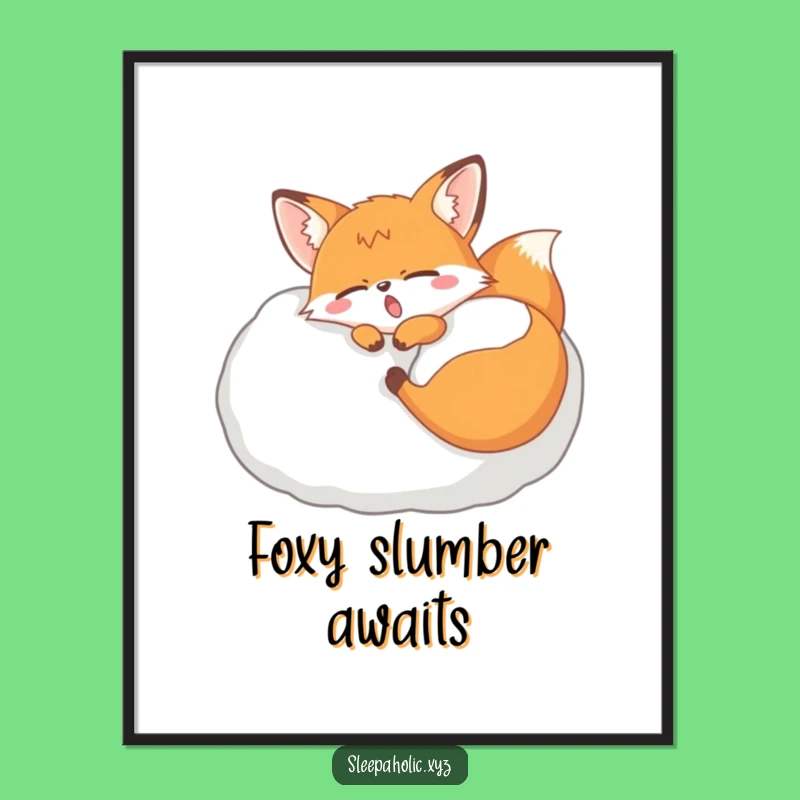 Funny Yawning Fox Digital Art Print - Hilarious Sleepy Wall Decor