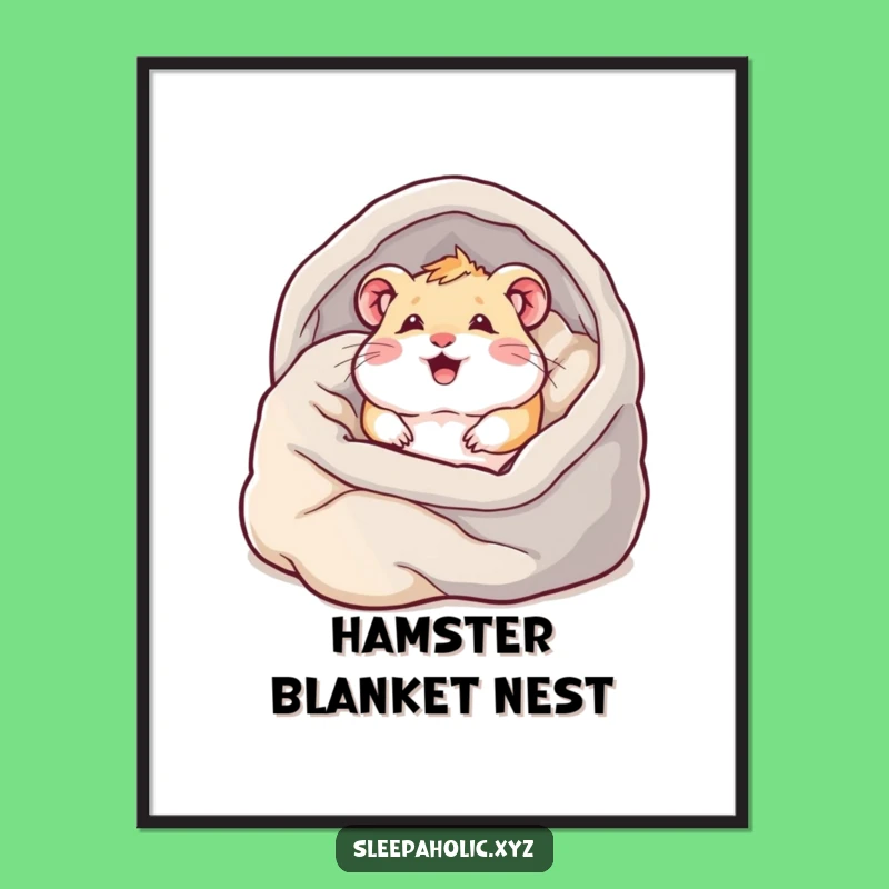 Funny Hamster Burrowing Digital Art Print - Hilarious Cozy Wall Decor