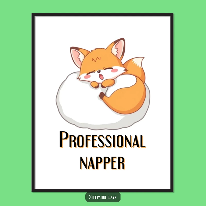 Funny Yawning Fox Pillow Poster - Hilarious Art for Cozy Rooms