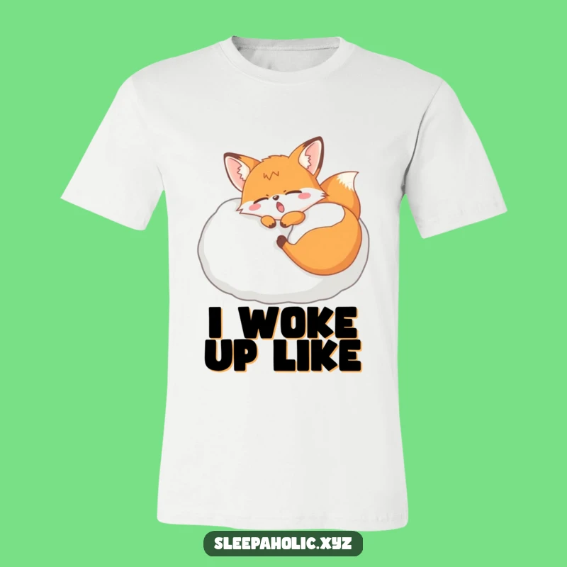 Funny Yawning Fox Pillow Tee - Hilarious Sleepy Shirt for Loungers